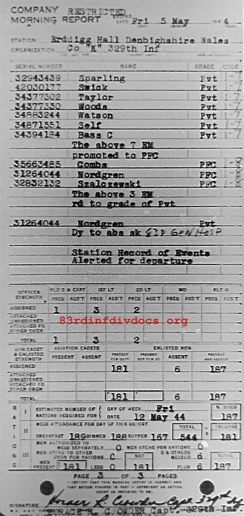 Morning report K Co, 1944-05-05, page 3 Morning report