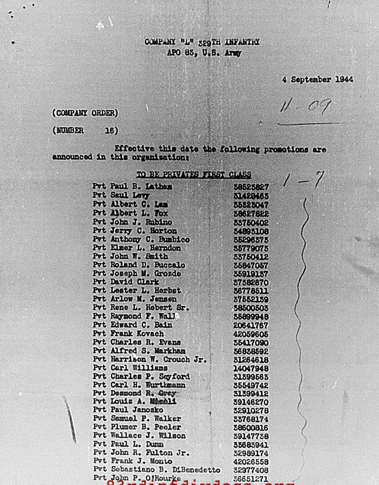 Morning report L Co, 1944-09-17, page 2 Morning report