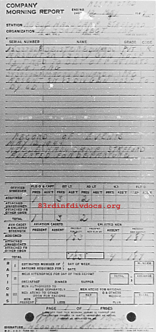 Morning report A Co, 1944-05-12, page 1 Morning report