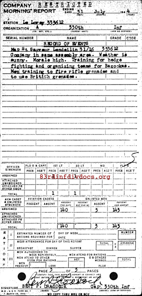 Morning report A Co, 1944-07-31, page 3 Morning report