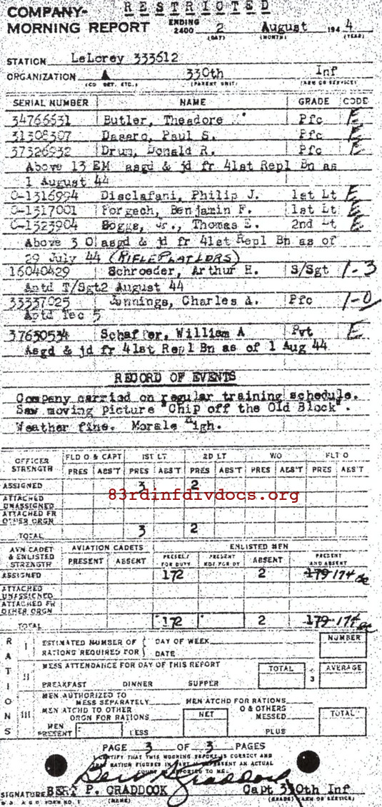 Morning report A Co, 1944-08-02, page 3 Morning report