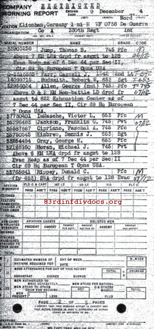 Morning report A Co, 1944-12-09, page 2 Morning report