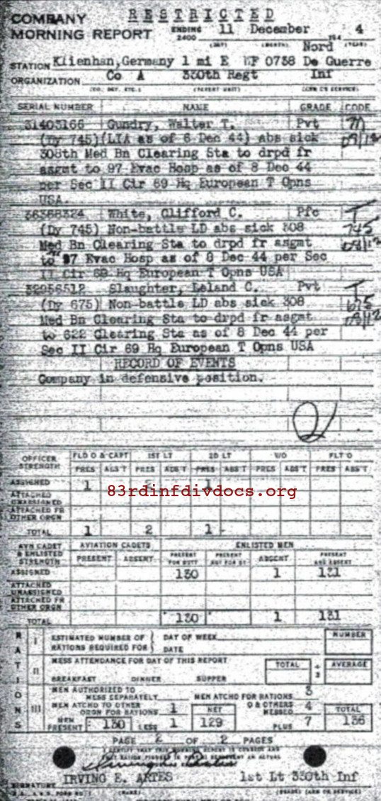 Morning report A Co, 1944-12-11, page 2 Morning report