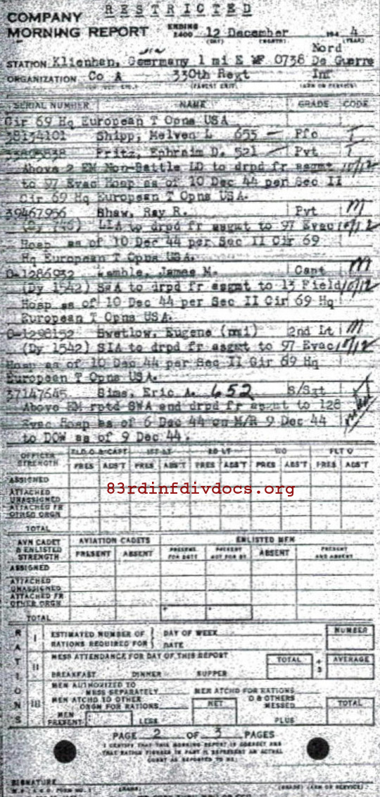 Morning report A Co, 1944-12-12, page 2 Morning report
