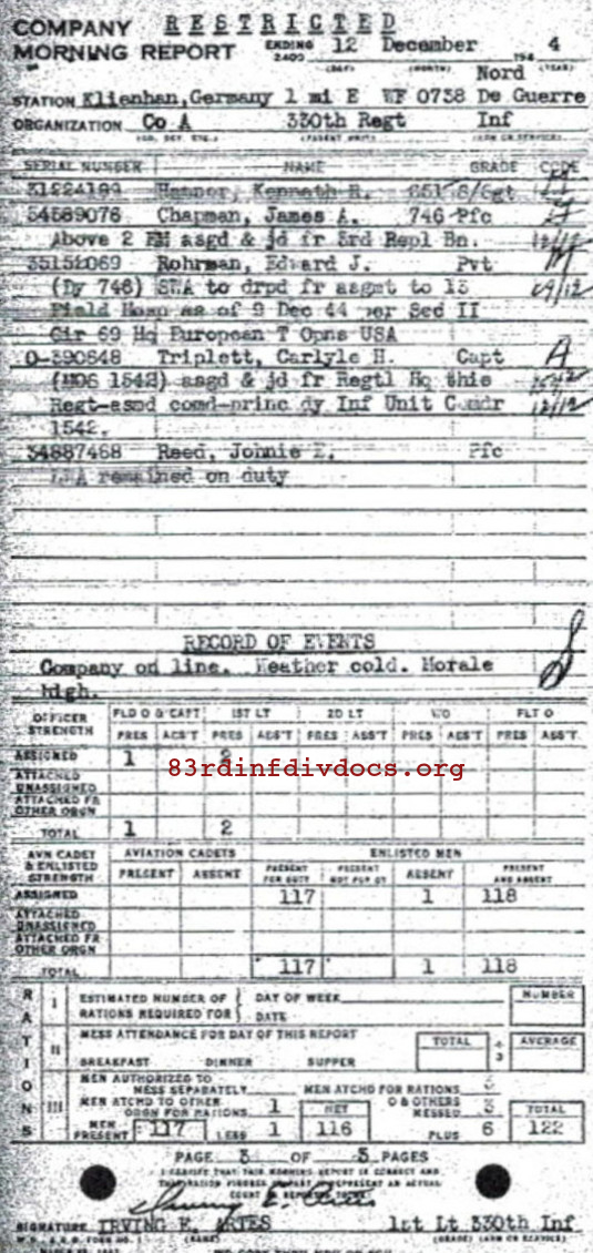 Morning report A Co, 1944-12-12, page 3 Morning report