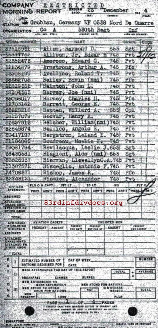 Morning report A Co, 1944-12-23, page 1 Morning report