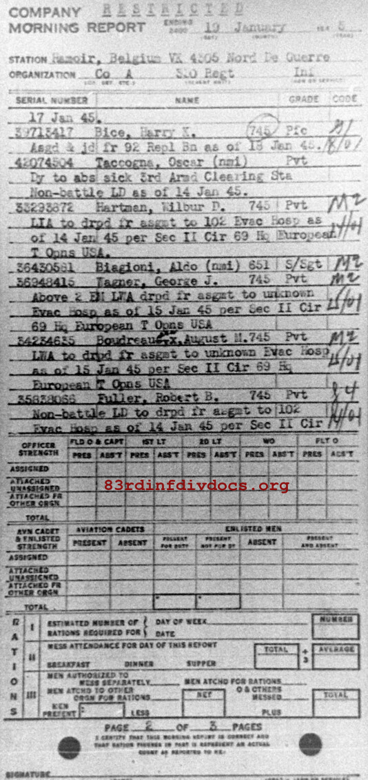 Morning report A Co, 1945-01-19, page 2 Morning report