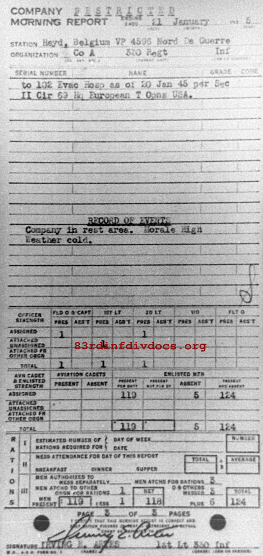 Morning report A Co, 1945-01-21, page 3 Morning report