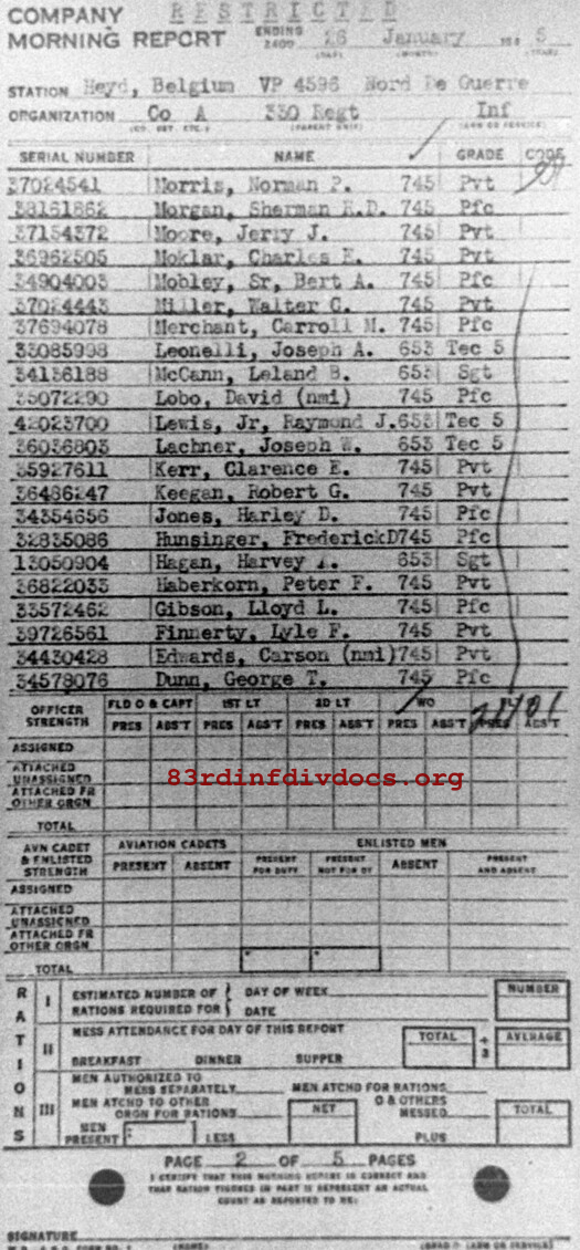 Morning report A Co, 1945-01-26, page 2 Morning report