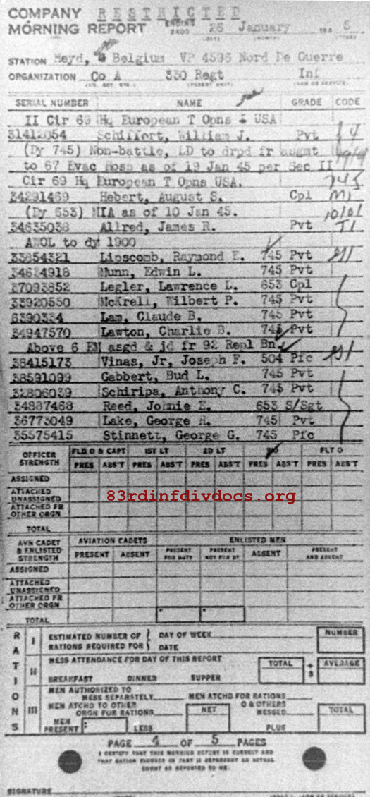 Morning report A Co, 1945-01-26, page 4 Morning report