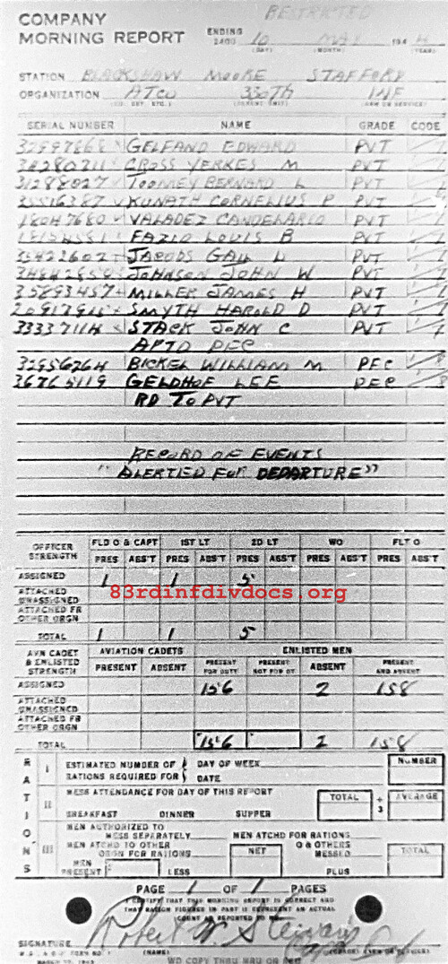 Morning report ATCO Co, 1944-05-10, page 1 Morning report