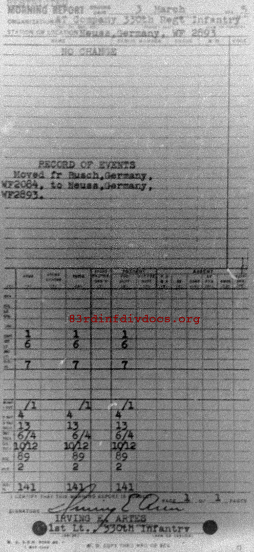 Morning report ATCO Co, 1945-03-03, page 1 Morning report