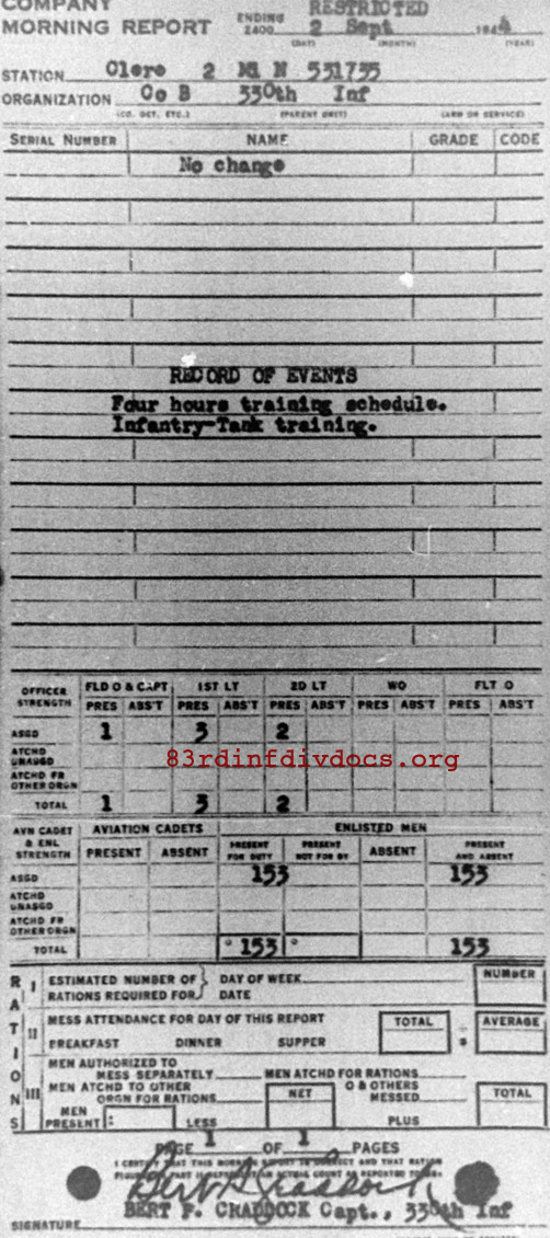 Morning report B Co, 1944-09-02, page 1 Morning report