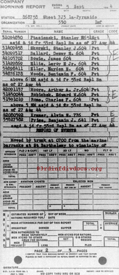 Morning report B Co, 1944-09-05, page 2 Morning report