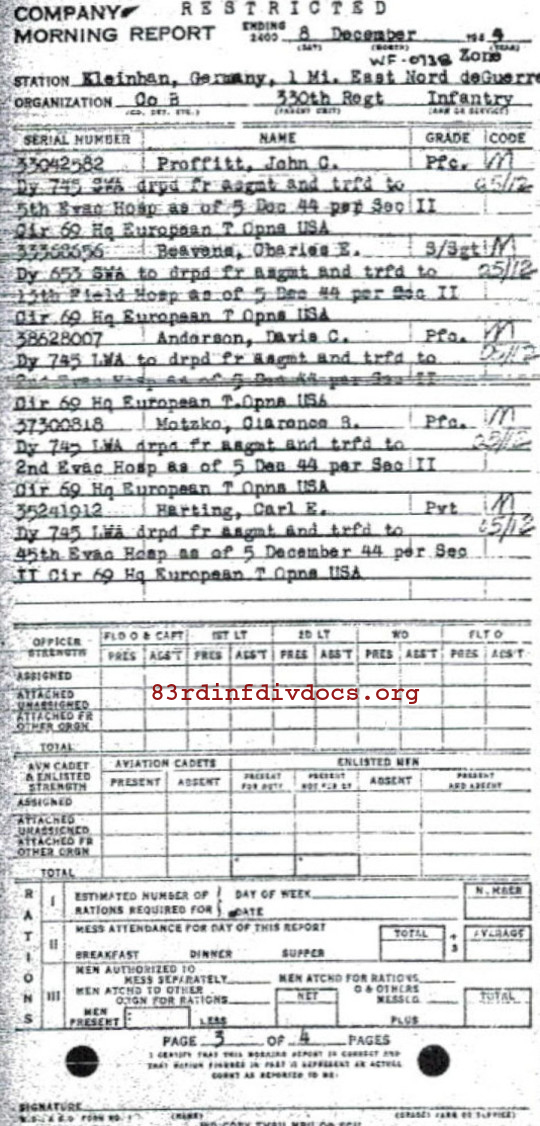 Morning report B Co, 1944-12-08, page 3 Morning report