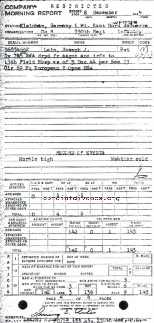 Morning report B Co, 1944-12-08, page 4 Morning report