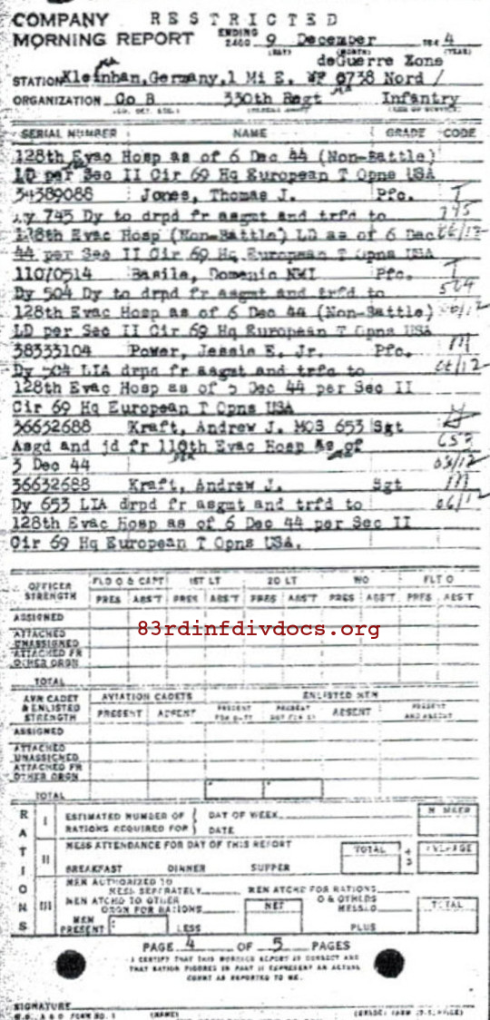 Morning report B Co, 1944-12-09, page 4 Morning report
