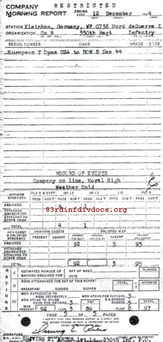 Morning report B Co, 1944-12-12, page 5 Morning report