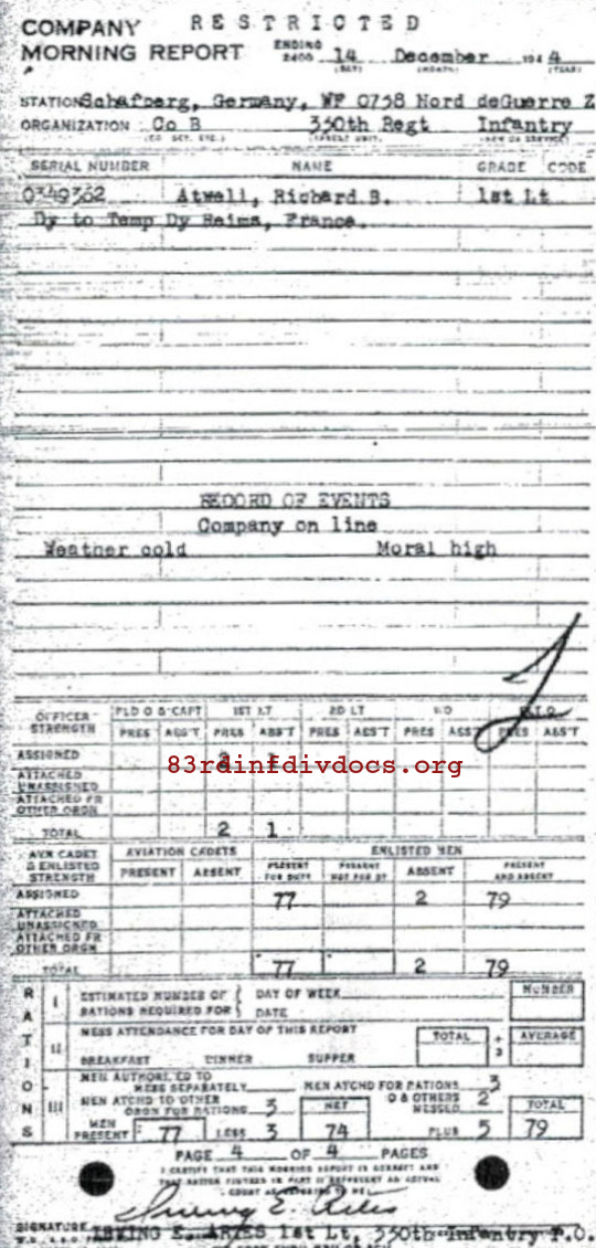 Morning report B Co, 1944-12-14, page 4 Morning report