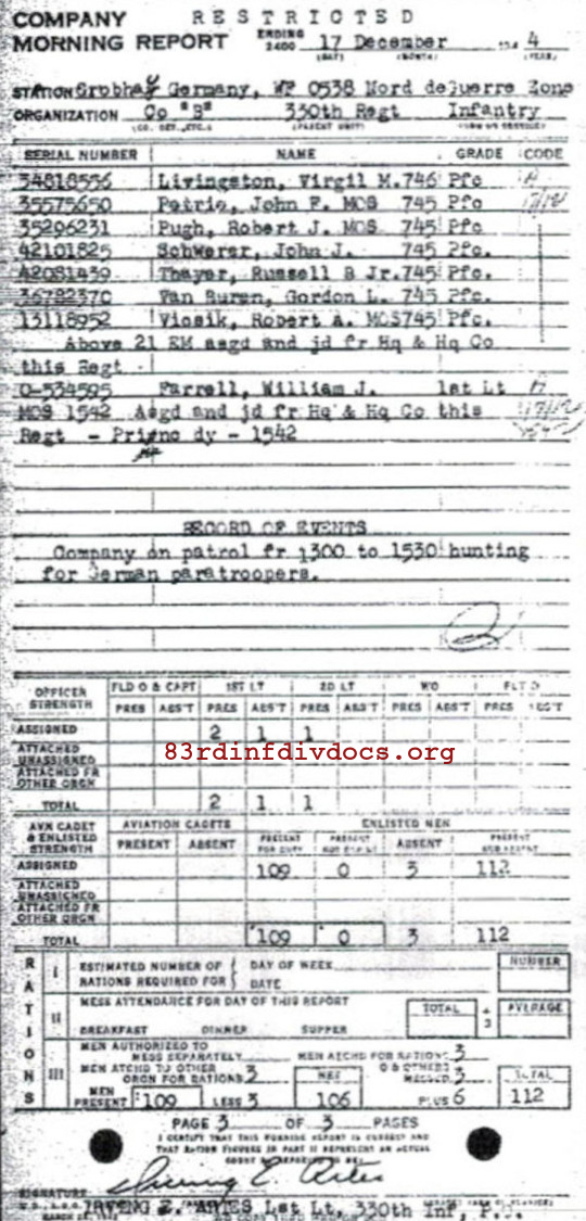 Morning report B Co, 1944-12-17, page 3 Morning report