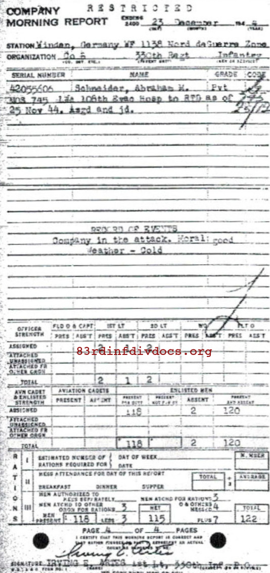 Morning report B Co, 1944-12-23, page 4 Morning report
