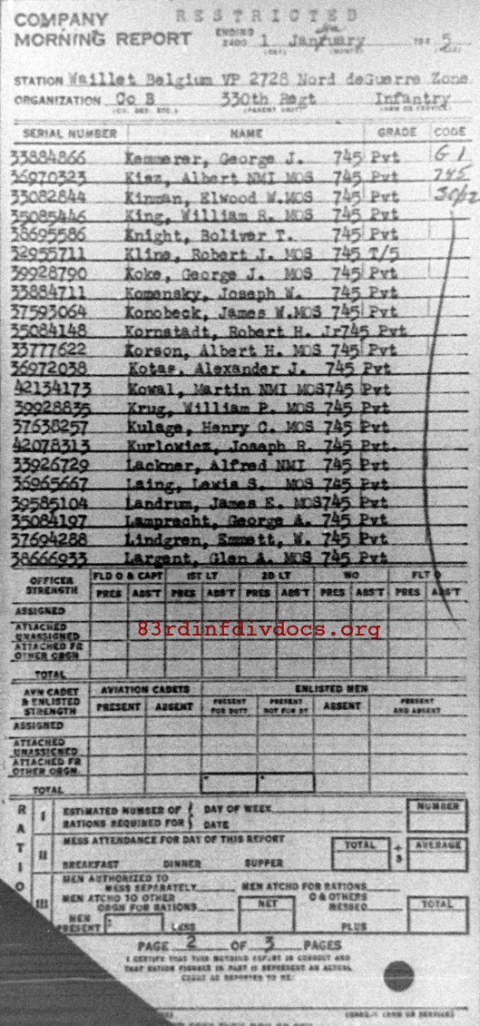 Morning report B Co, 1945-01-01, page 2 Morning report