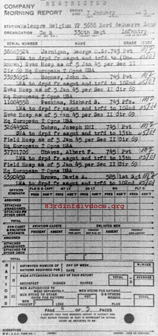 Morning report B Co, 1945-01-07, page 4 Morning report