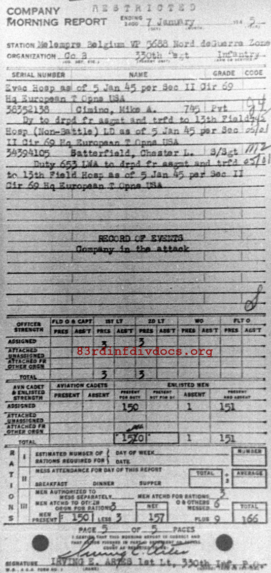 Morning report B Co, 1945-01-07, page 5 Morning report