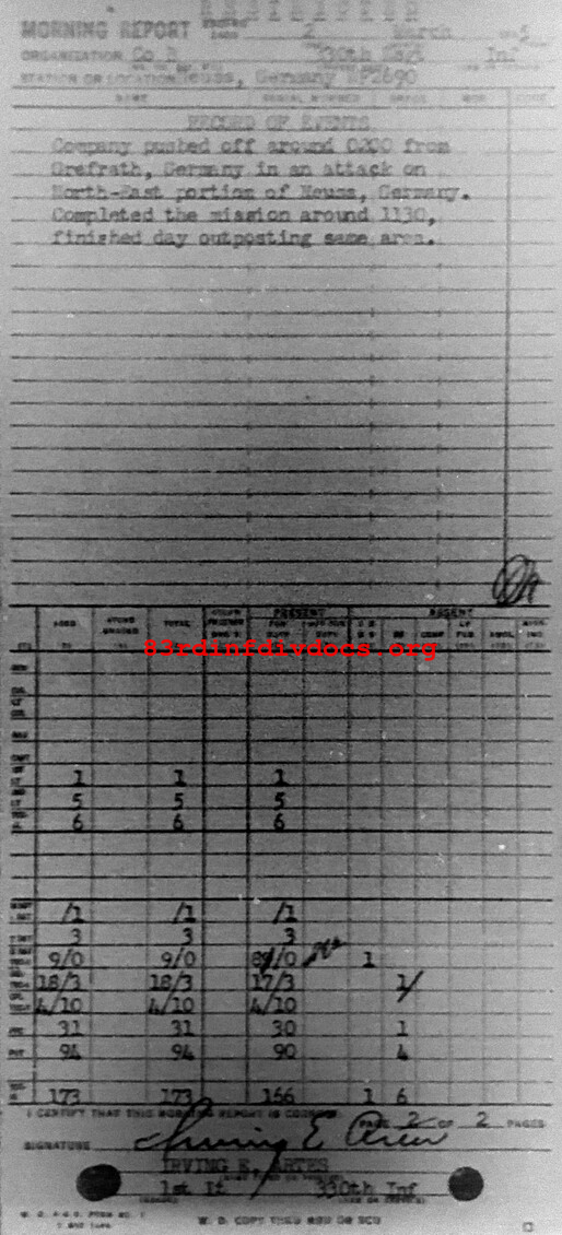 Morning report B Co, 1945-03-02, page 2 Morning report