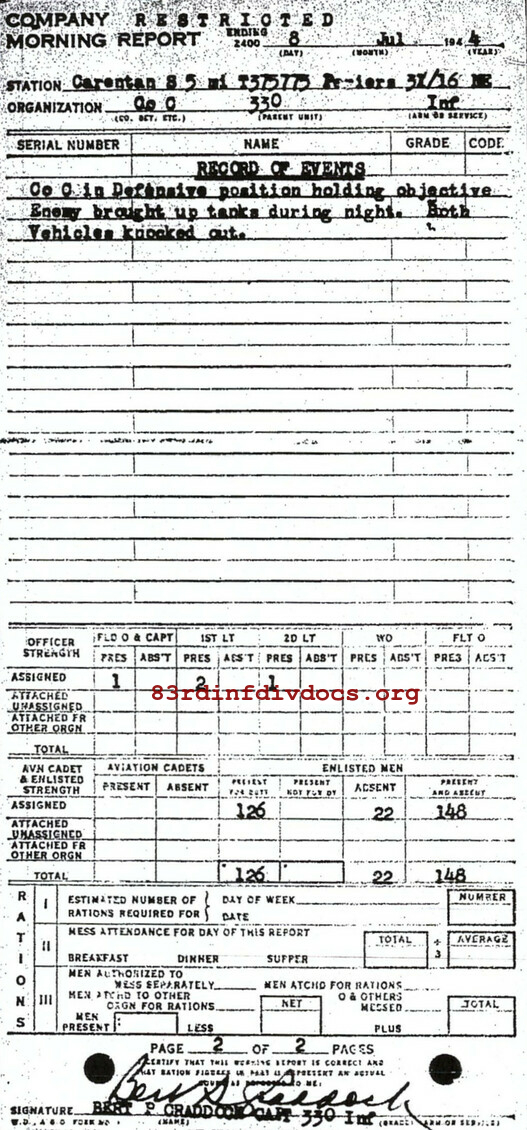 Morning report C Co, 1944-07-08, page 2 Morning report