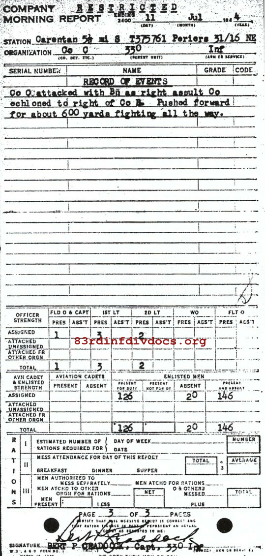 Morning report C Co, 1944-07-11, page 3 Morning report