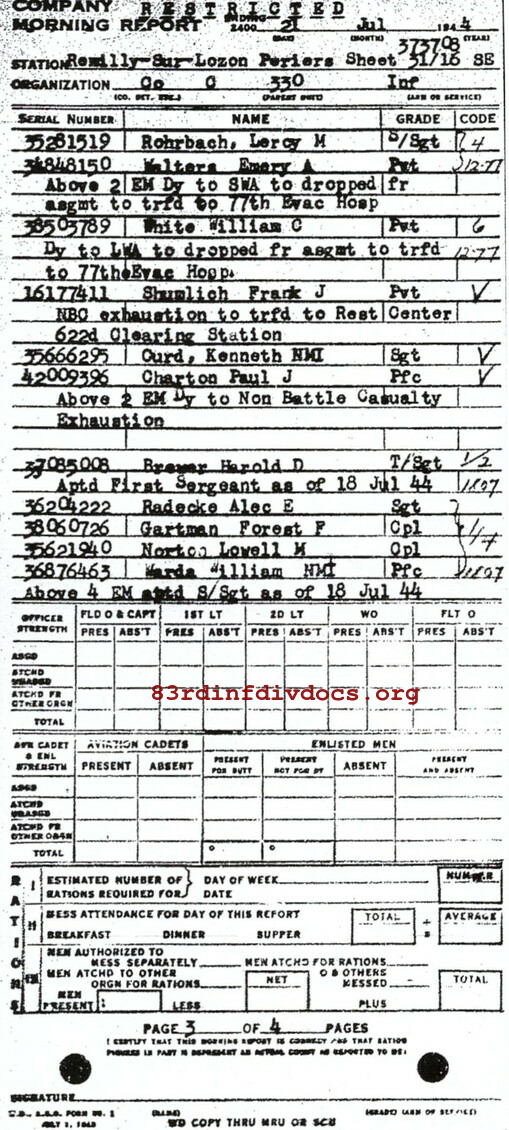 Morning report C Co, 1944-07-21, page 3 Morning report