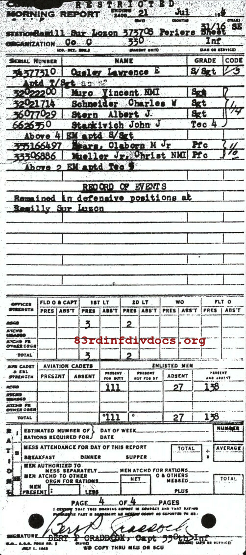 Morning report C Co, 1944-07-21, page 4 Morning report