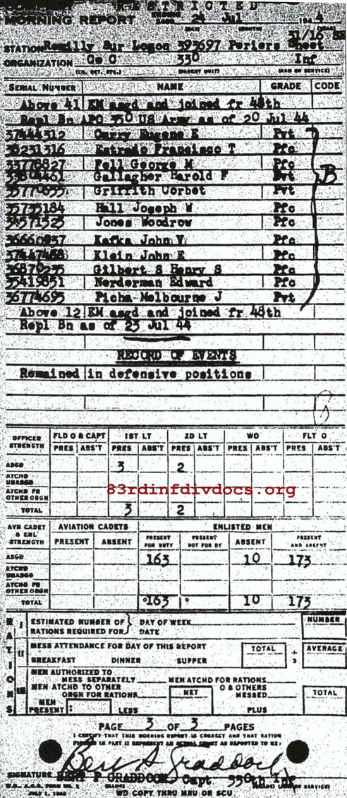 Morning report C Co, 1944-07-24, page 3 Morning report