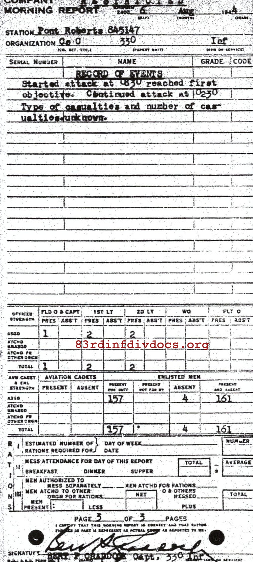 Morning report C Co, 1944-08-06, page 3 Morning report