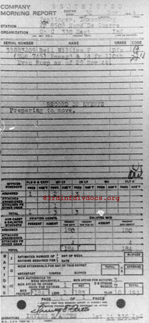 Morning report C Co, 1944-11-30, page 1 Morning report