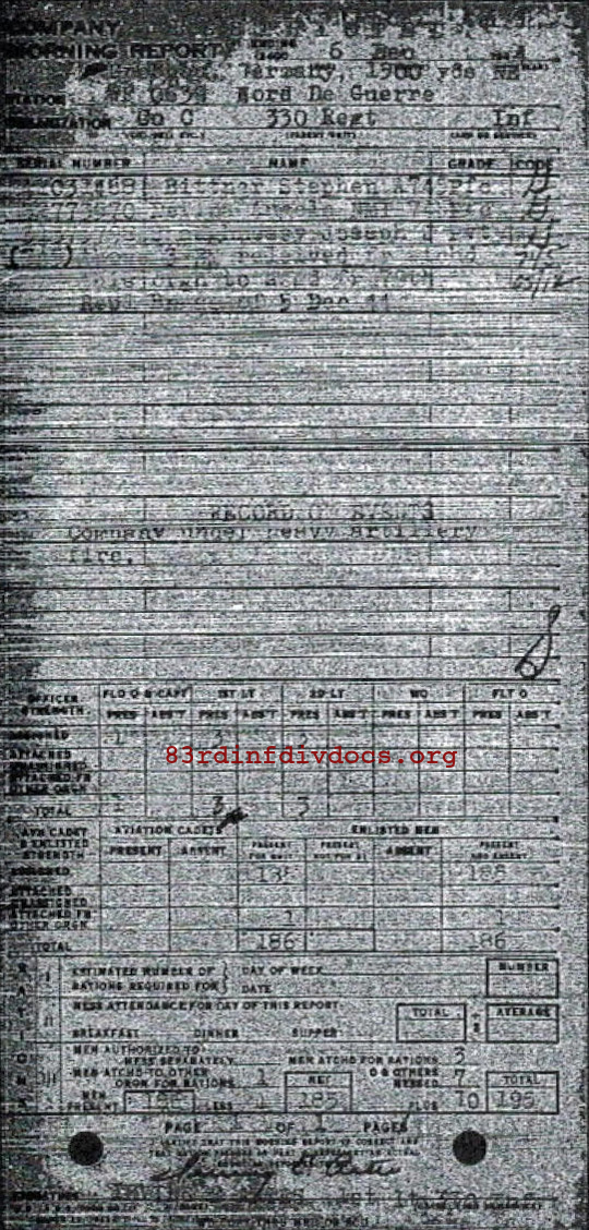 Morning report C Co, 1944-12-06, page 1 Morning report