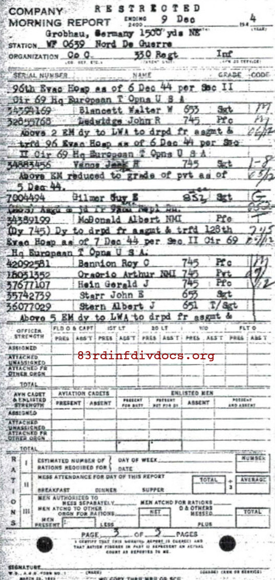 Morning report C Co, 1944-12-09, page 3 Morning report