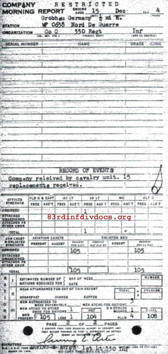 Morning report C Co, 1944-12-15, page 2 Morning report