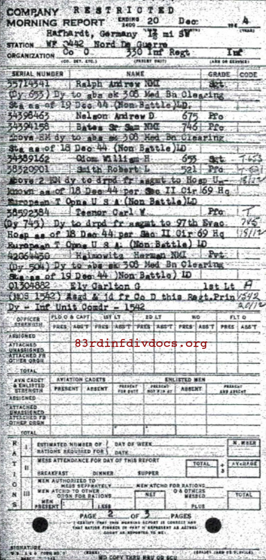 Morning report C Co, 1944-12-20, page 2 Morning report