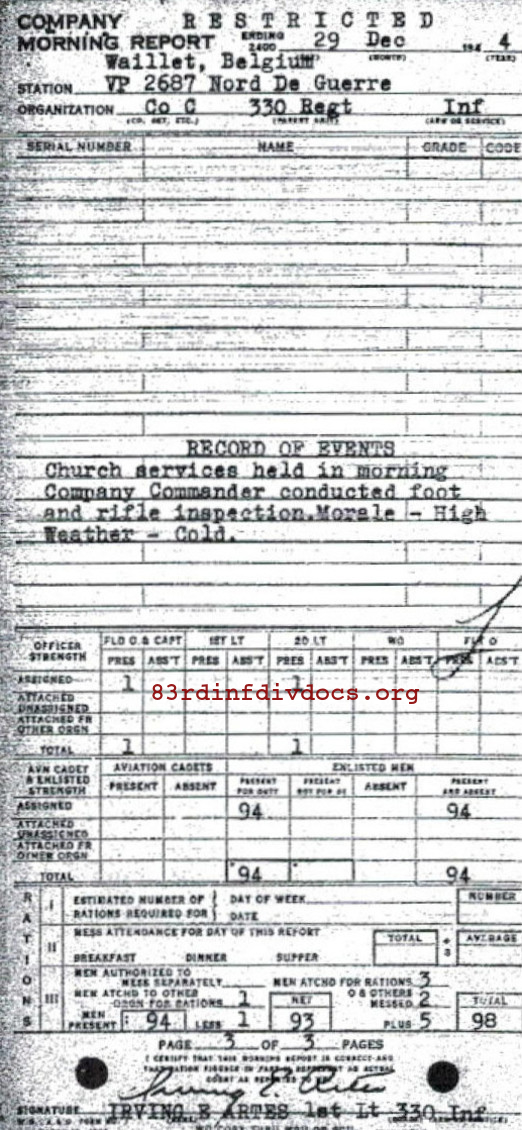 Morning report C Co, 1944-12-29, page 3 Morning report