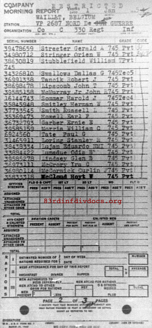 Morning report C Co, 1945-01-01, page 2 Morning report
