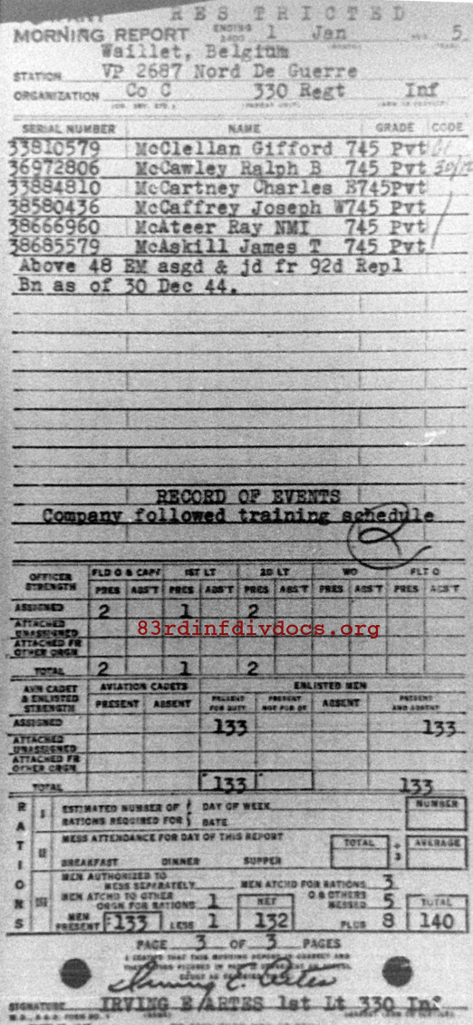 Morning report C Co, 1945-01-01, page 3 Morning report