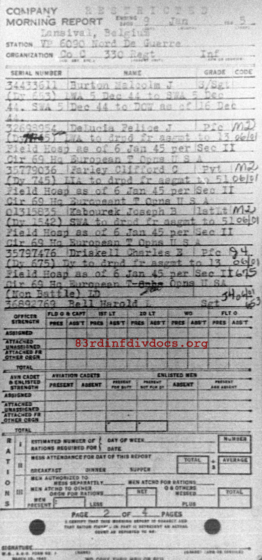 Morning report C Co, 1945-01-09, page 2 Morning report