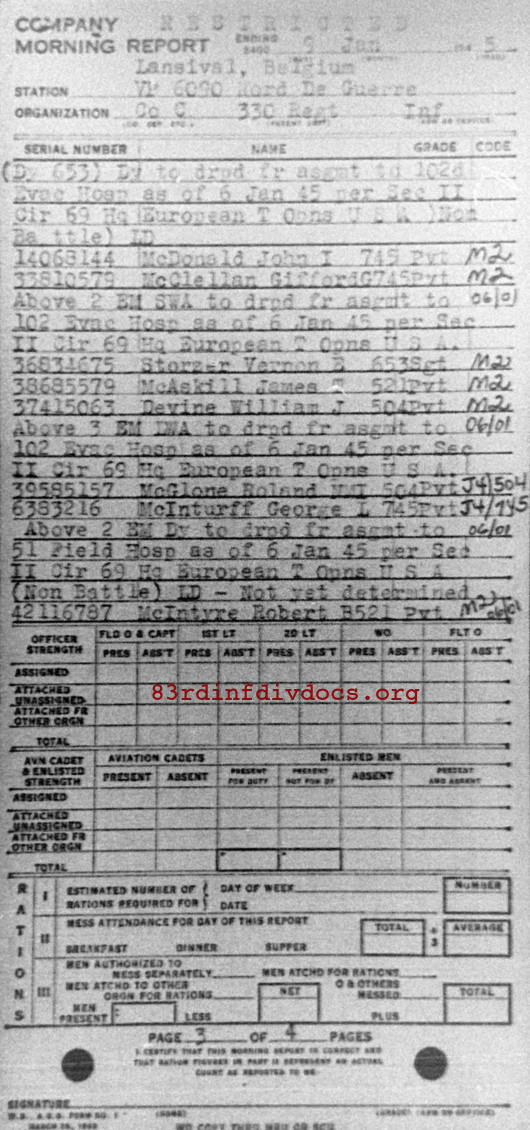 Morning report C Co, 1945-01-09, page 3 Morning report