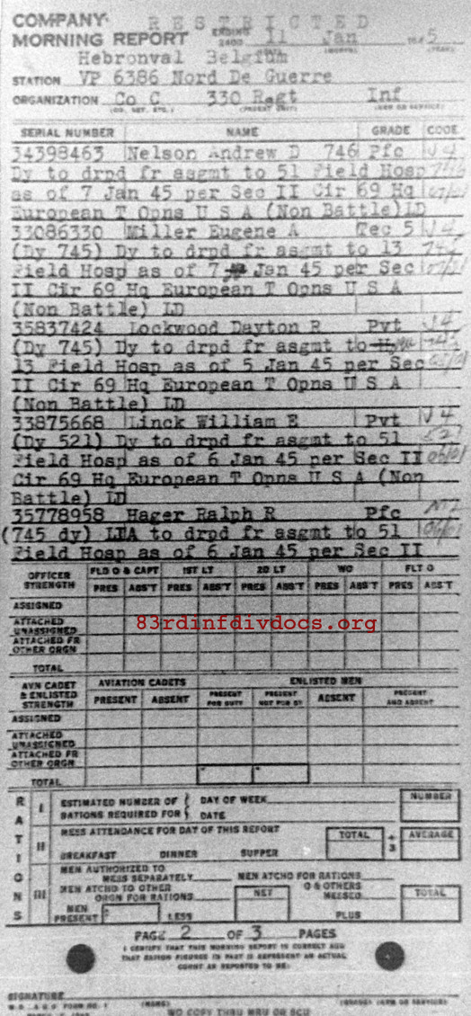 Morning report C Co, 1945-01-11, page 2 Morning report