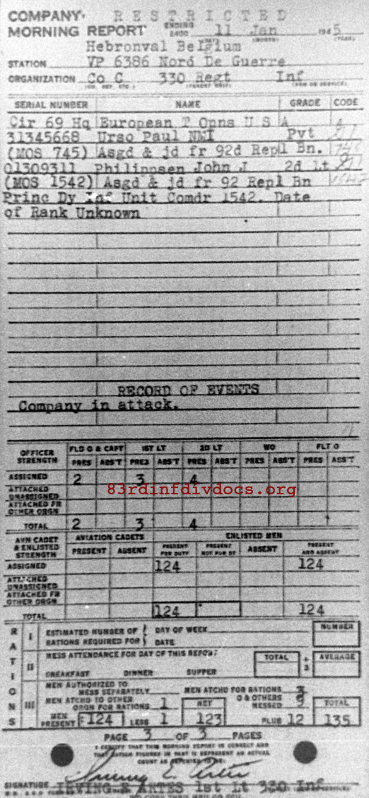 Morning report C Co, 1945-01-11, page 3 Morning report
