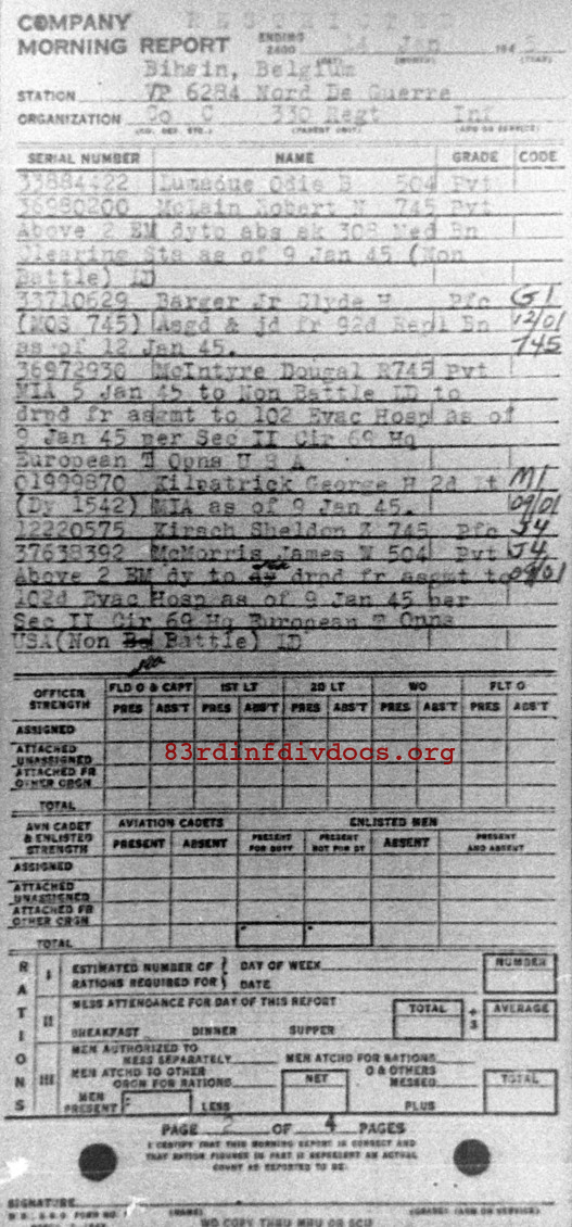 Morning report C Co, 1945-01-14, page 2 Morning report