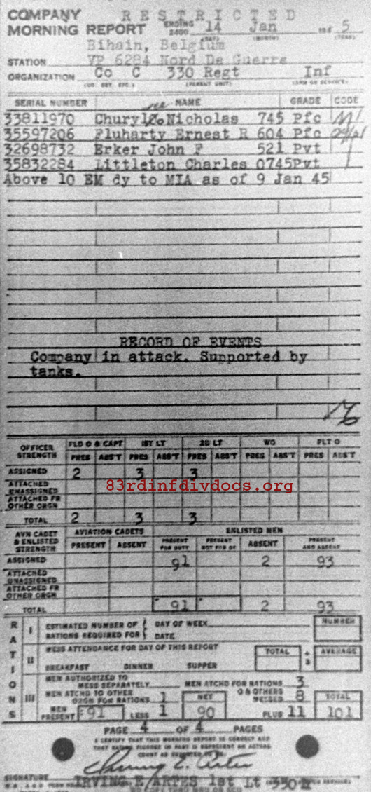 Morning report C Co, 1945-01-14, page 4 Morning report