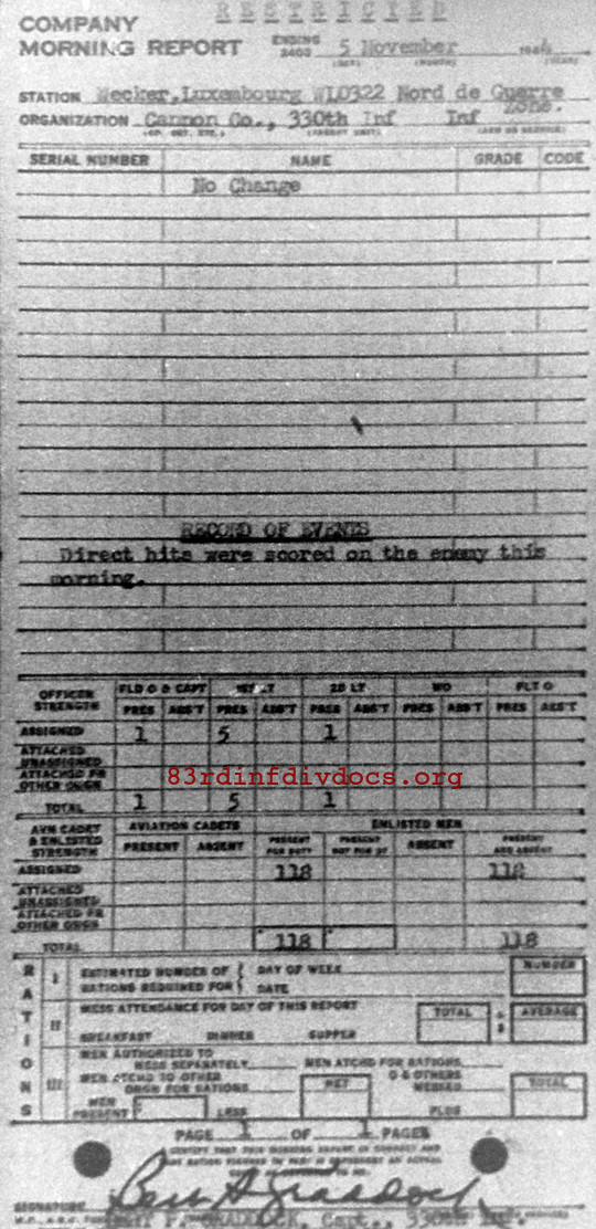 Morning report CANCO Co, 1944-11-05, page 1 Morning report